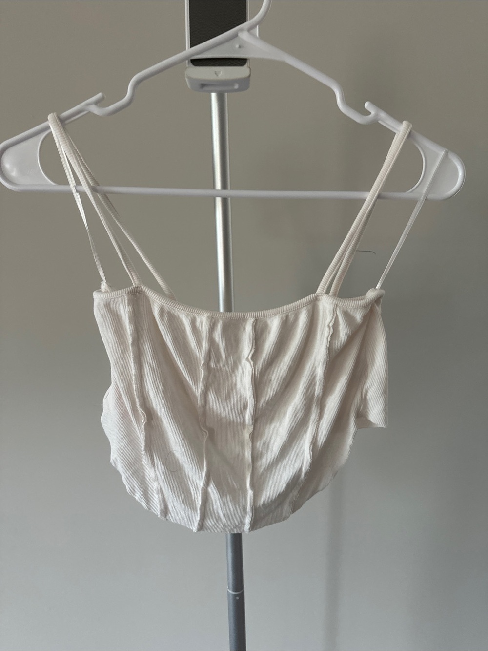 Atoir White Ribbed Cropped Tank Top